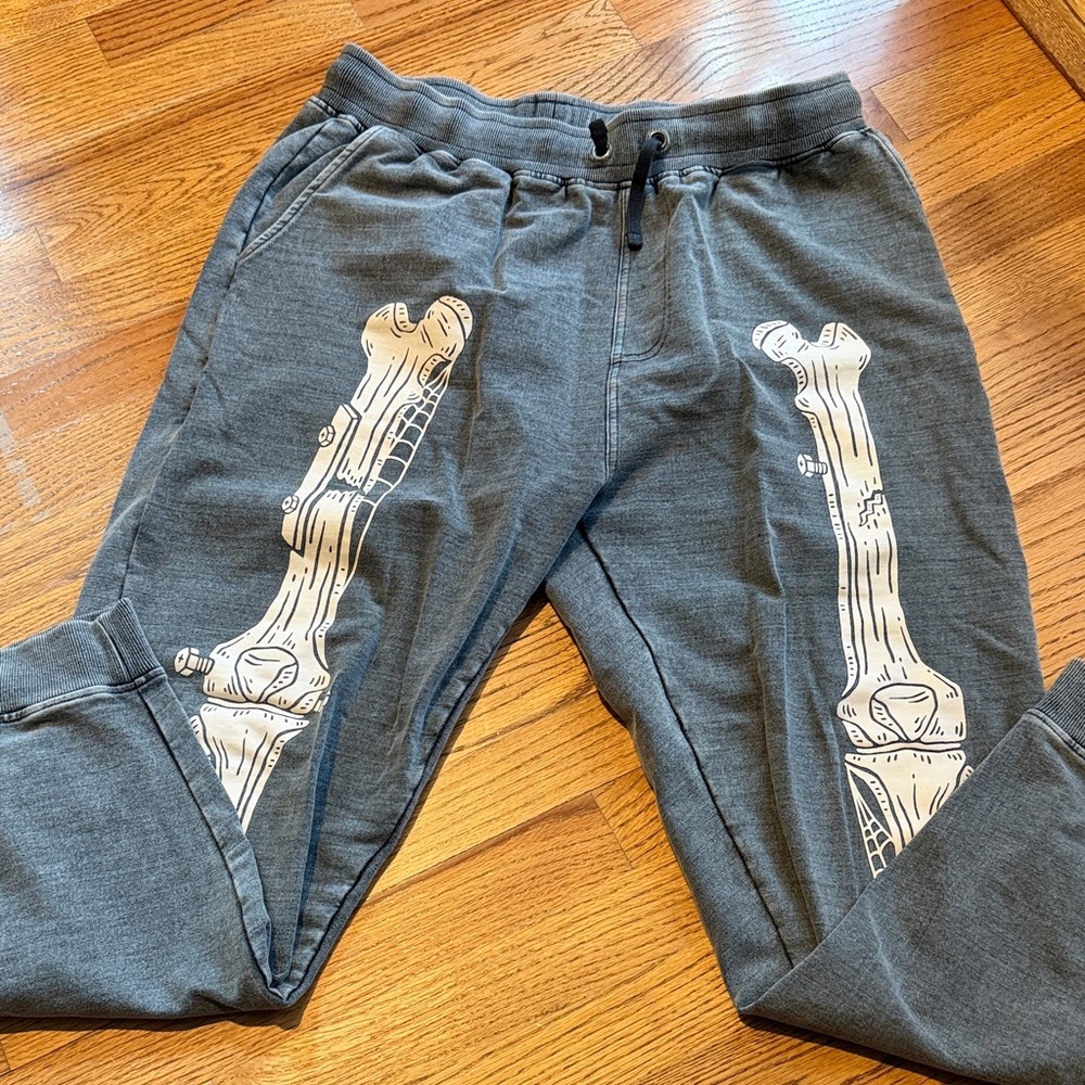 Gray Women’s Joggers with Graphic Bone Print